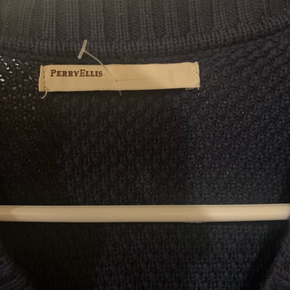 Navy blue Perry Ellis button down cardigan - Picture 3 of 3